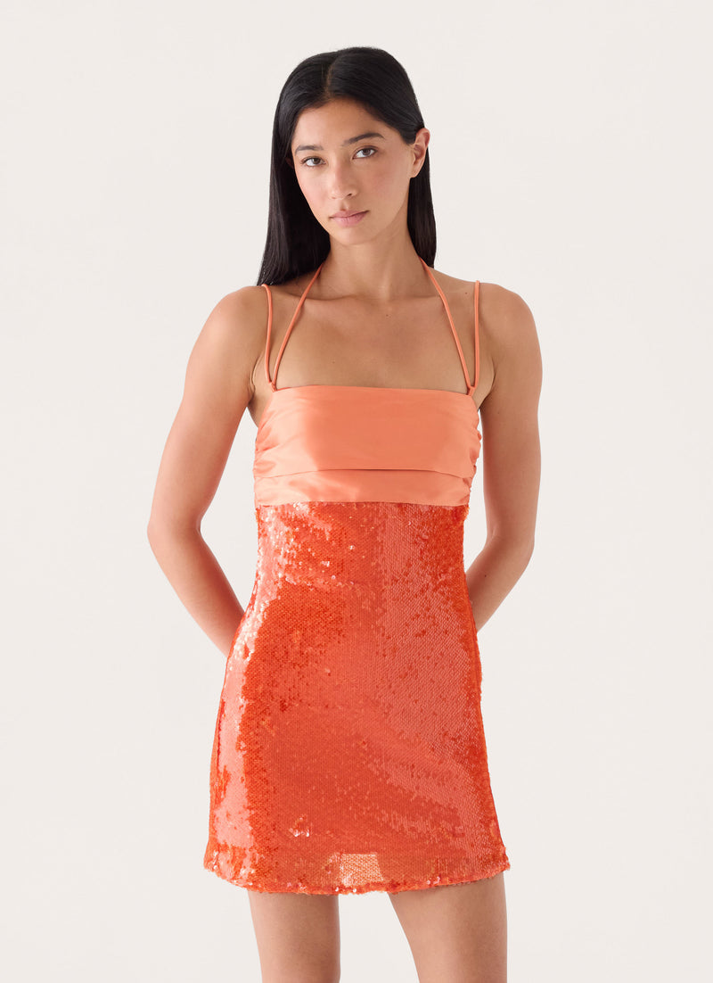Belize Sequin Mini Dress - Orange