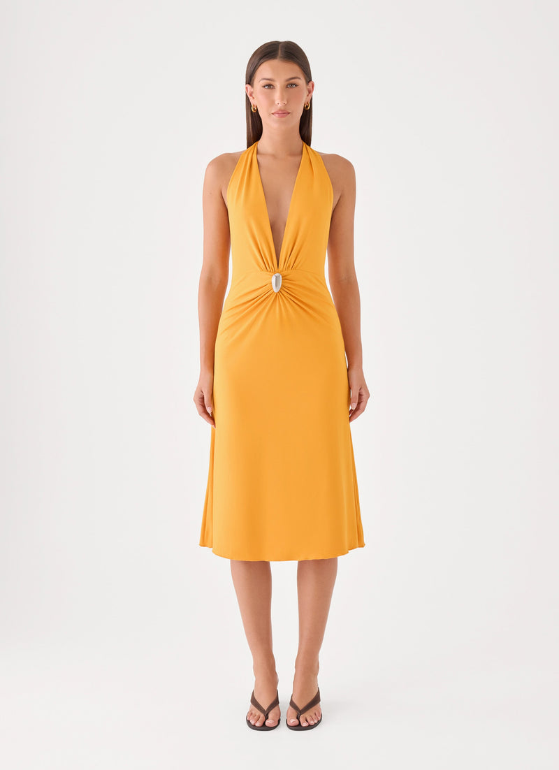 Bellara Halter Midi Dress - Saffron