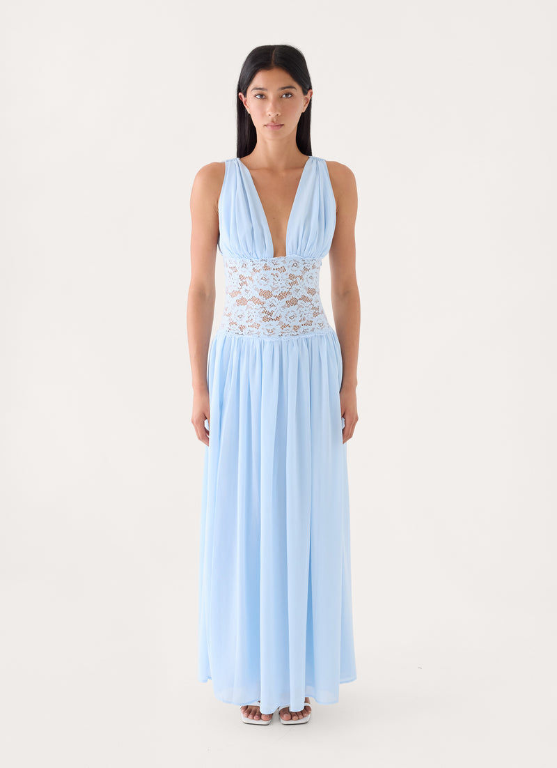 Berdine Lace Maxi Dress - Blue