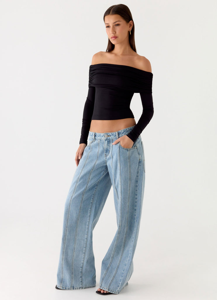 Johnny Low Rise Wide Leg Jeans - Light Blue Wash