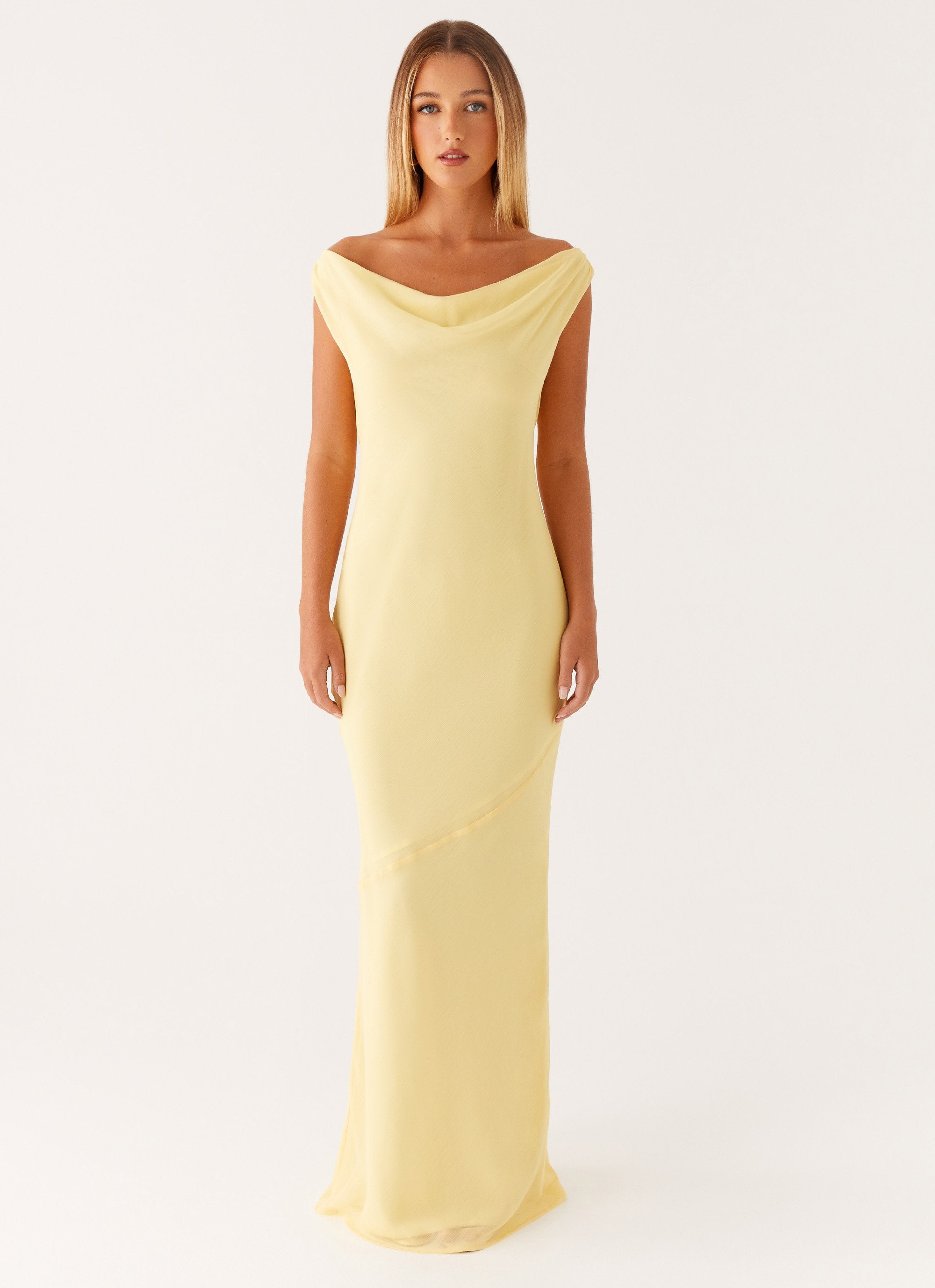 Brittany Chiffon Maxi Dress - Pastel Yellow – Peppermayo UK