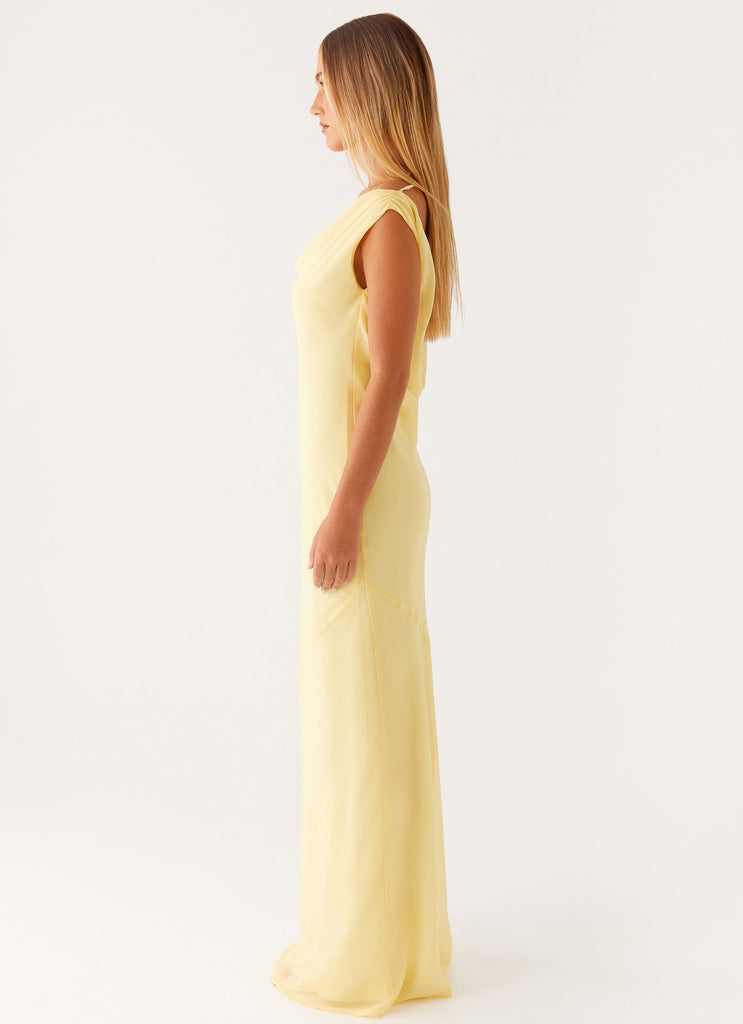 Brittany Chiffon Maxi Dress - Pastel Yellow Peppermayo UK Brittany Chiffon Maxi Dress - Pastel Yellow Peppermayo UK