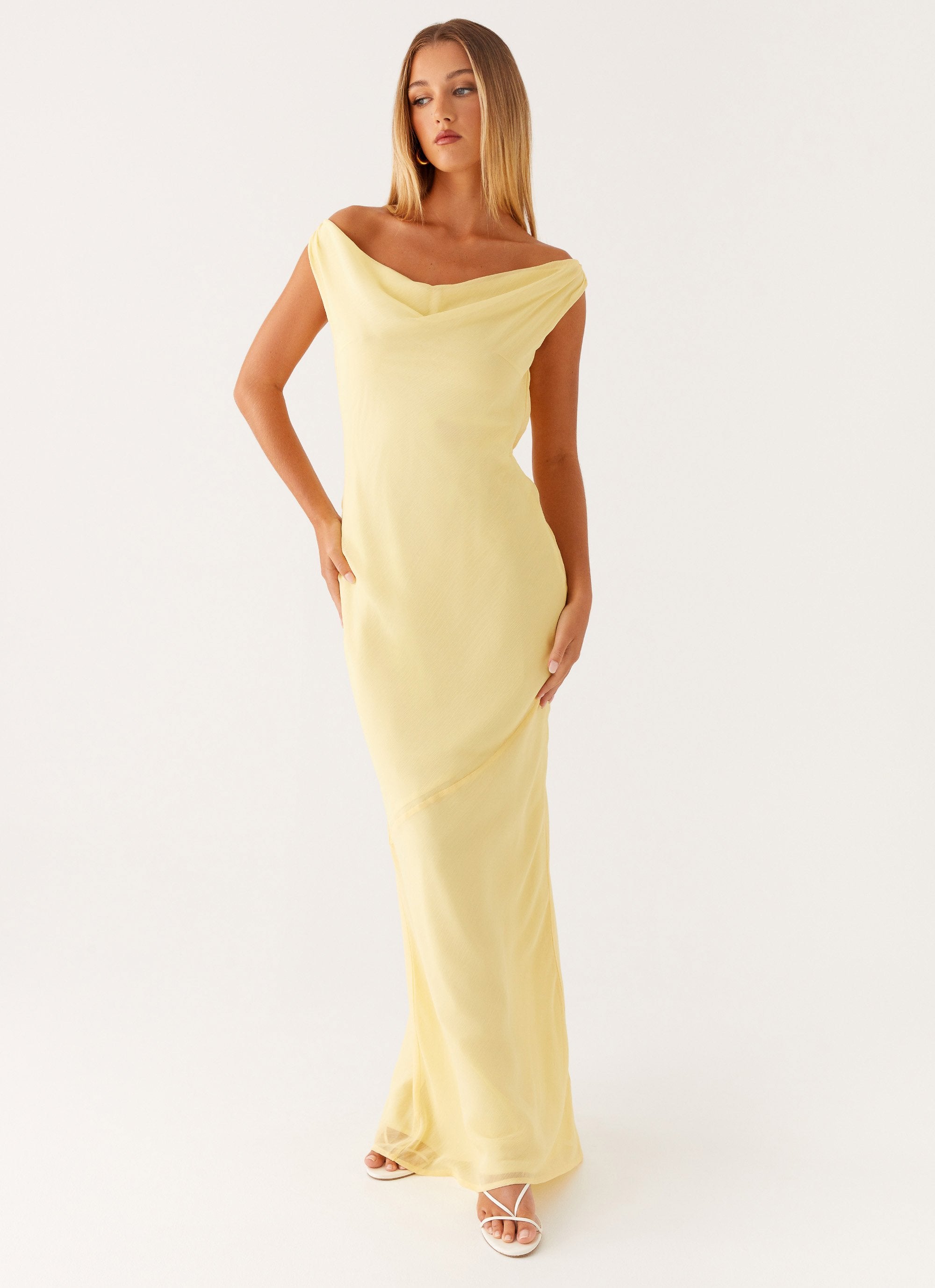 Brittany Chiffon Maxi Dress - Pastel Yellow – Peppermayo UK
