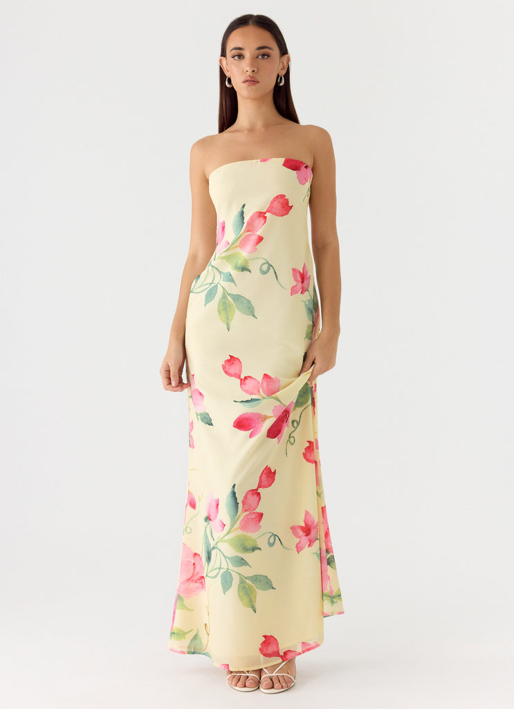 Bronte Strapless Maxi Dress - Lemon Soleil