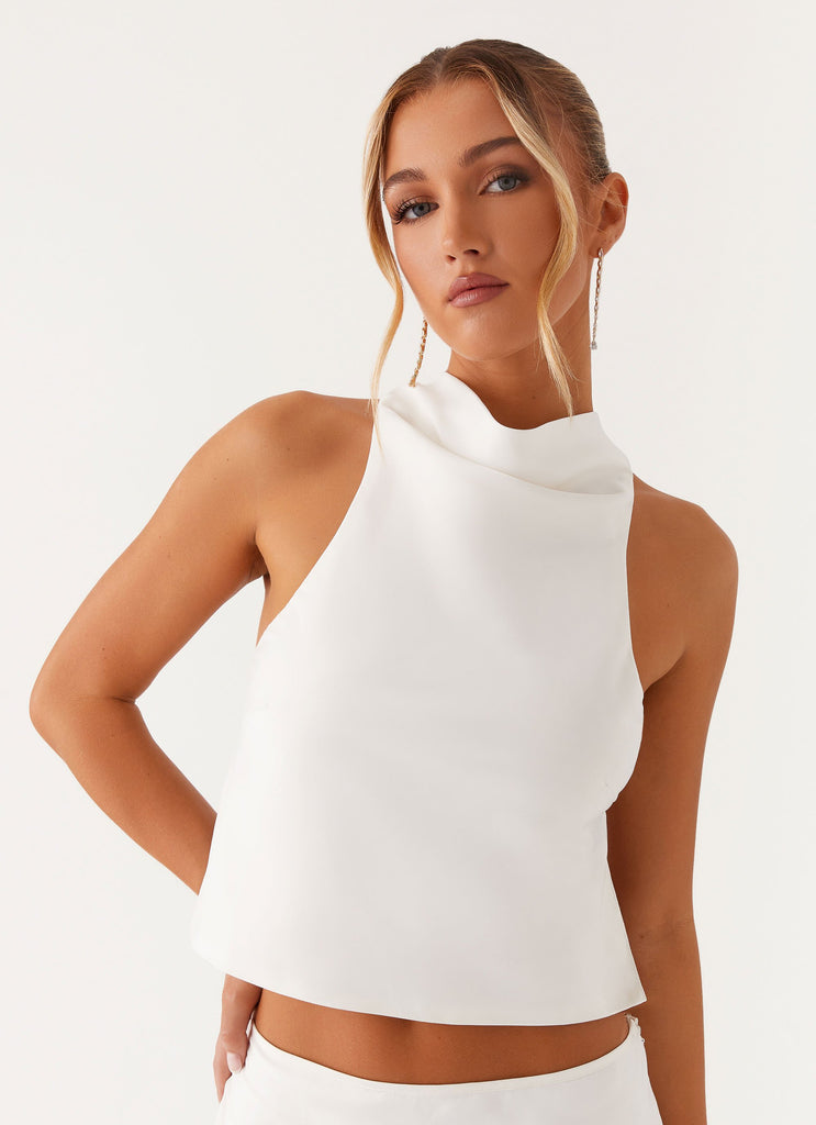 Brookie Satin Top - White