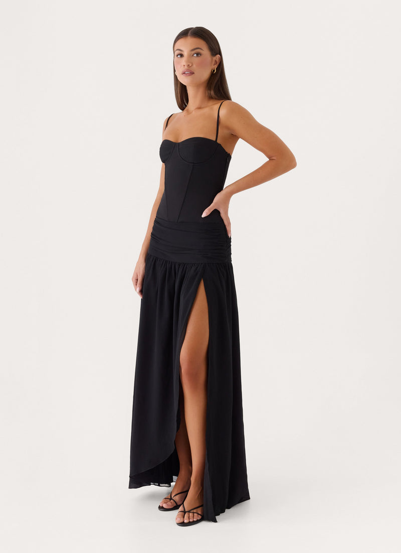 Clemsie Bustier Maxi Dress - Black