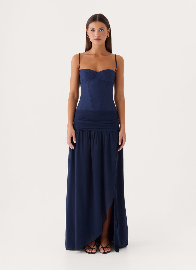 Clemsie Bustier Maxi Dress - Navy