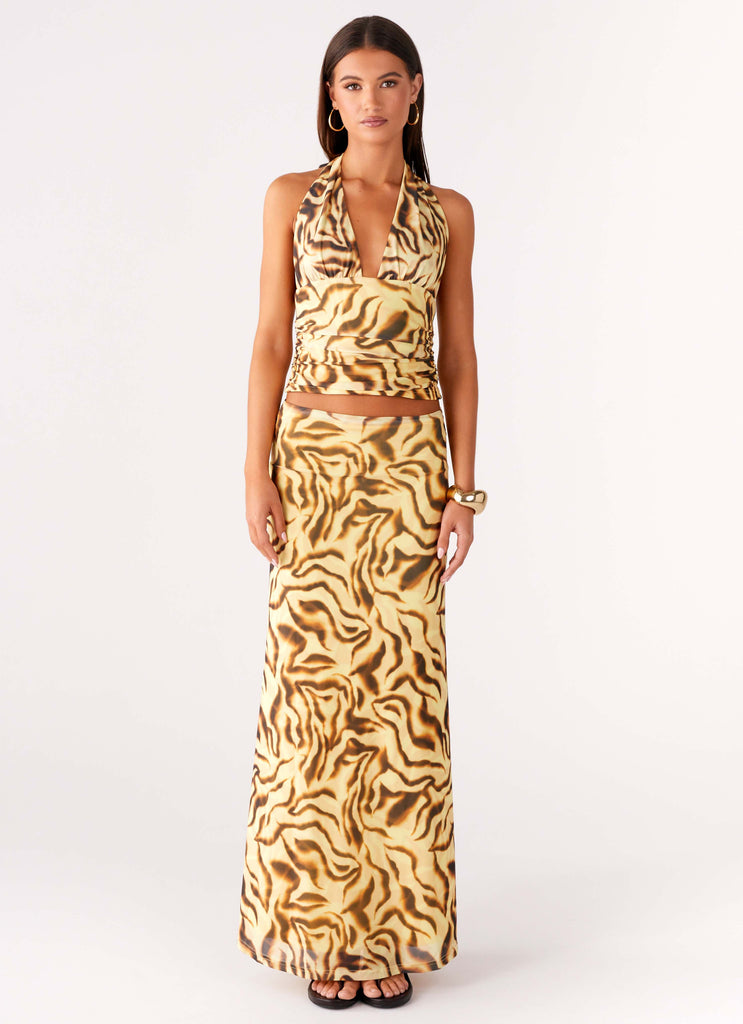 Call Me Low Rise Maxi Skirt - Yellow Zebra – Peppermayo UK