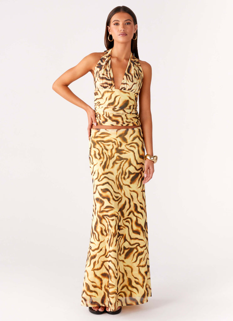 Call Me Low Rise Maxi Skirt - Yellow Zebra – Peppermayo UK
