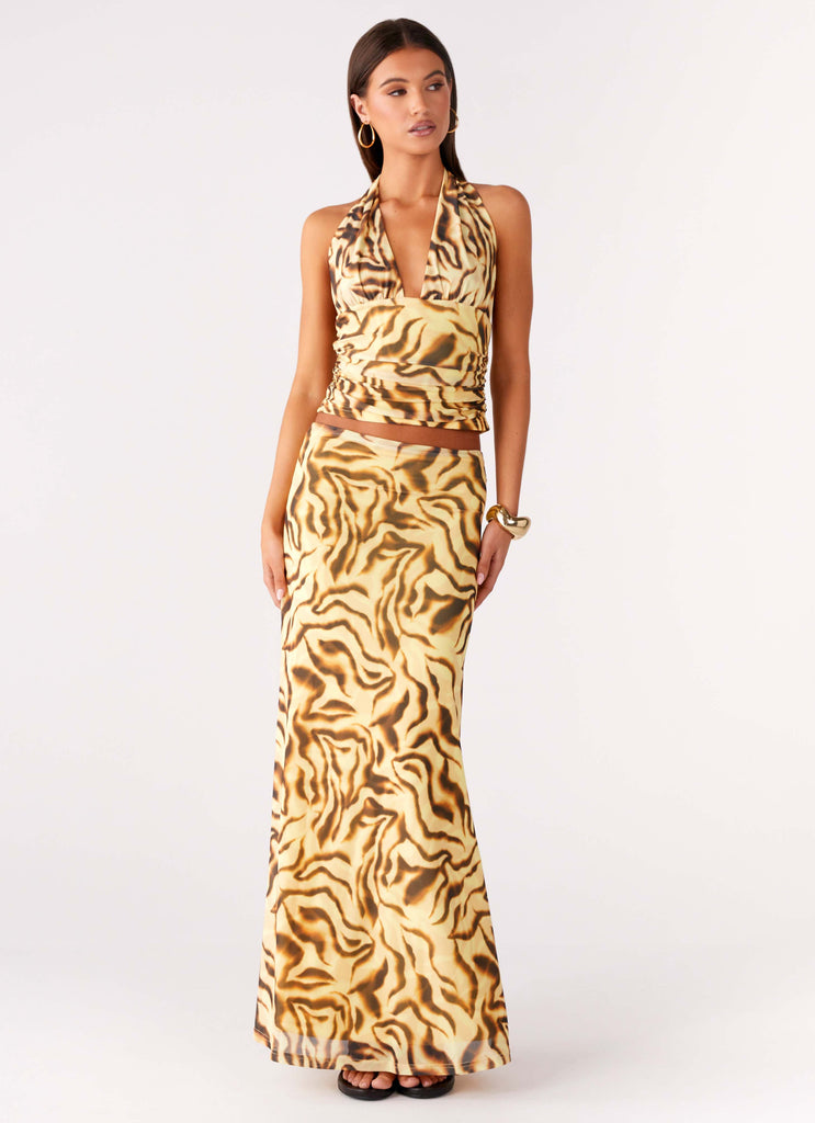 Call Me Low Rise Maxi Skirt - Yellow Zebra – Peppermayo UK