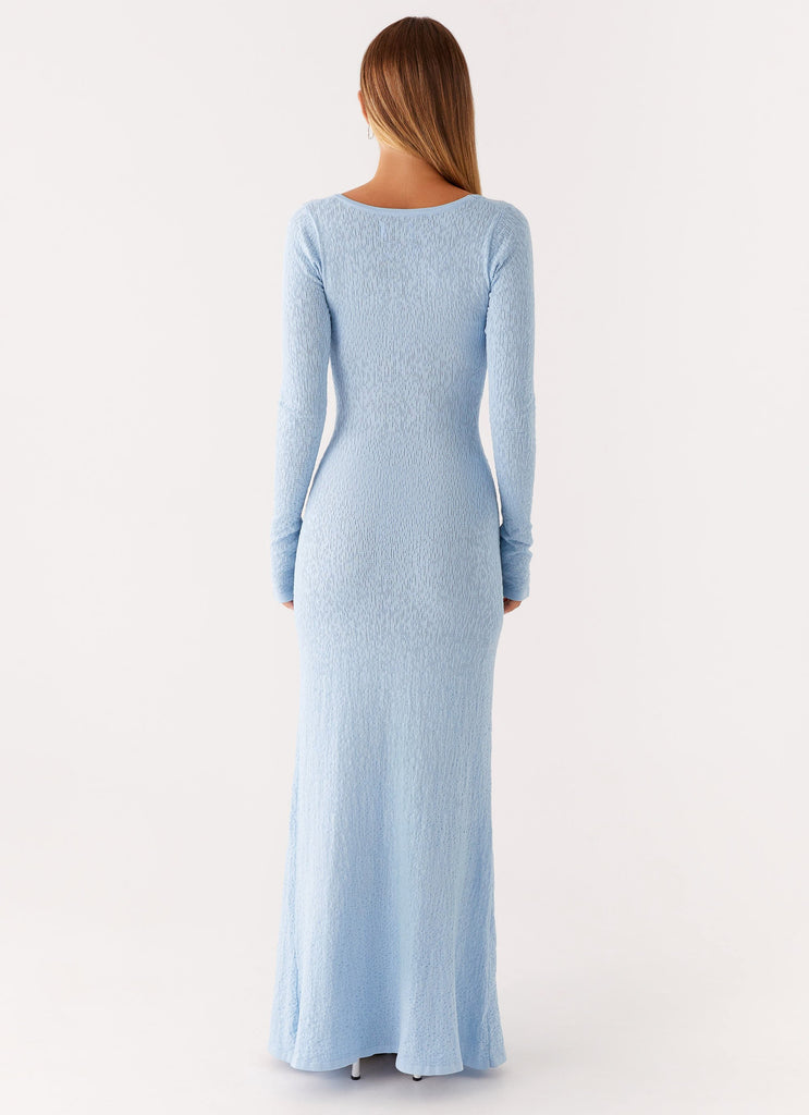 Carnation Long Sleeve Knit Maxi Dress - Blue