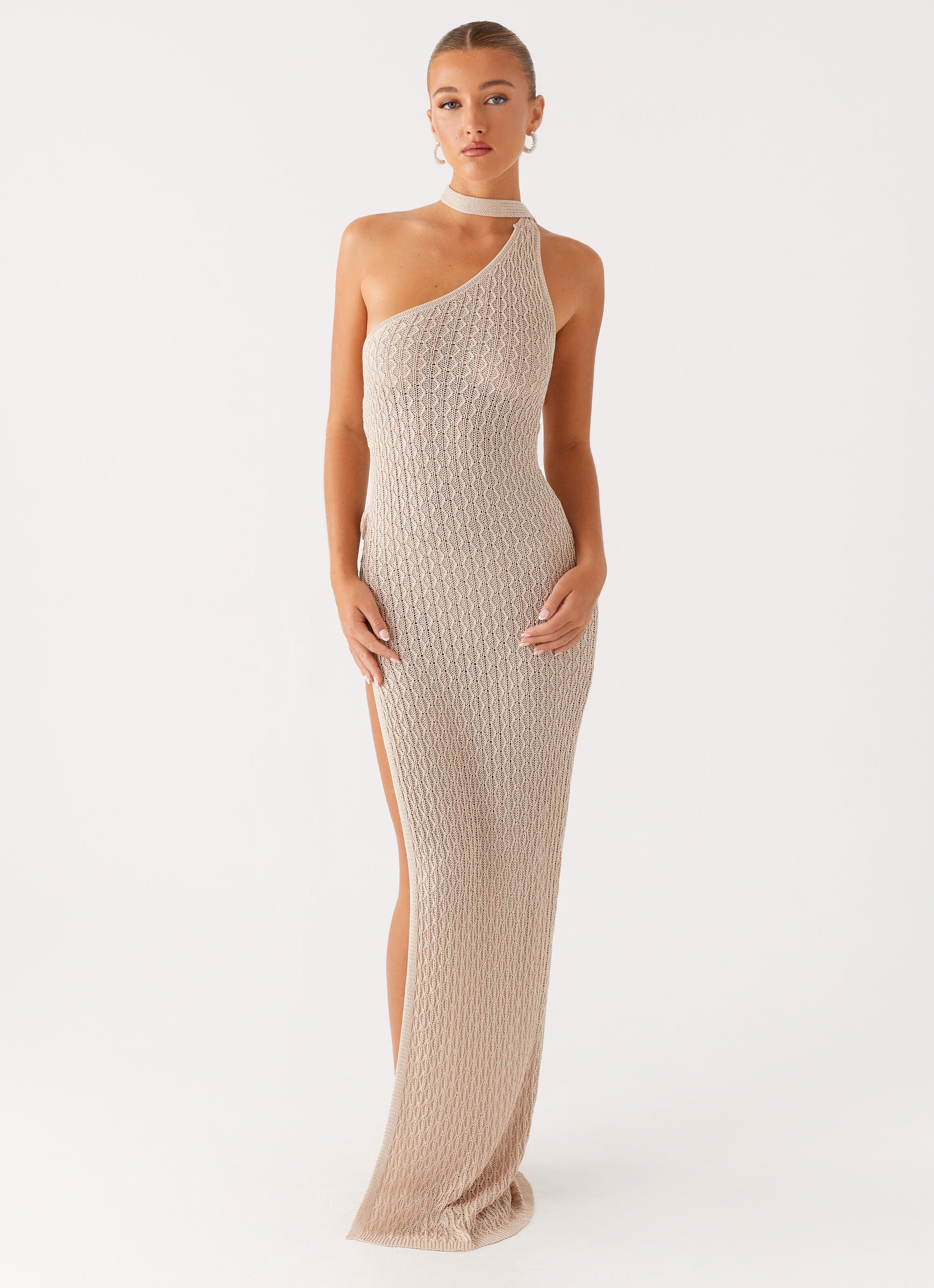 Carryn Knit Maxi Dress - Beige – Peppermayo UK