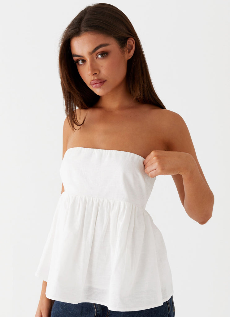 Womens Cassie Tube Top in the colour White in front of a light grey background