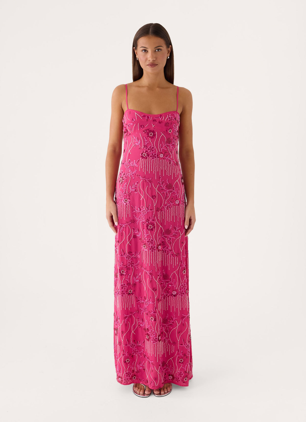 Celandine Beaded Maxi Dress - Sangria