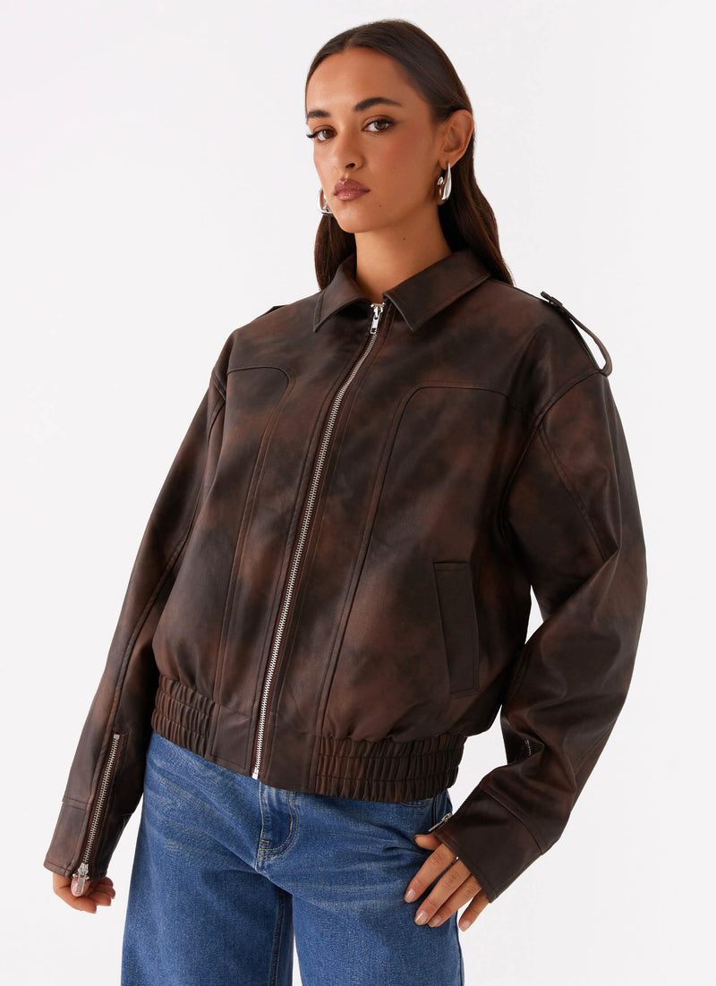Chicago Bomber Jacket - Chocolate