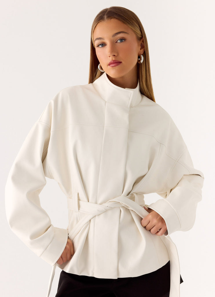 City Light Tie Waist Trench Jacket - Ivory