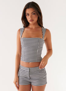 Clayton Tailored Shorts - Black Gingham