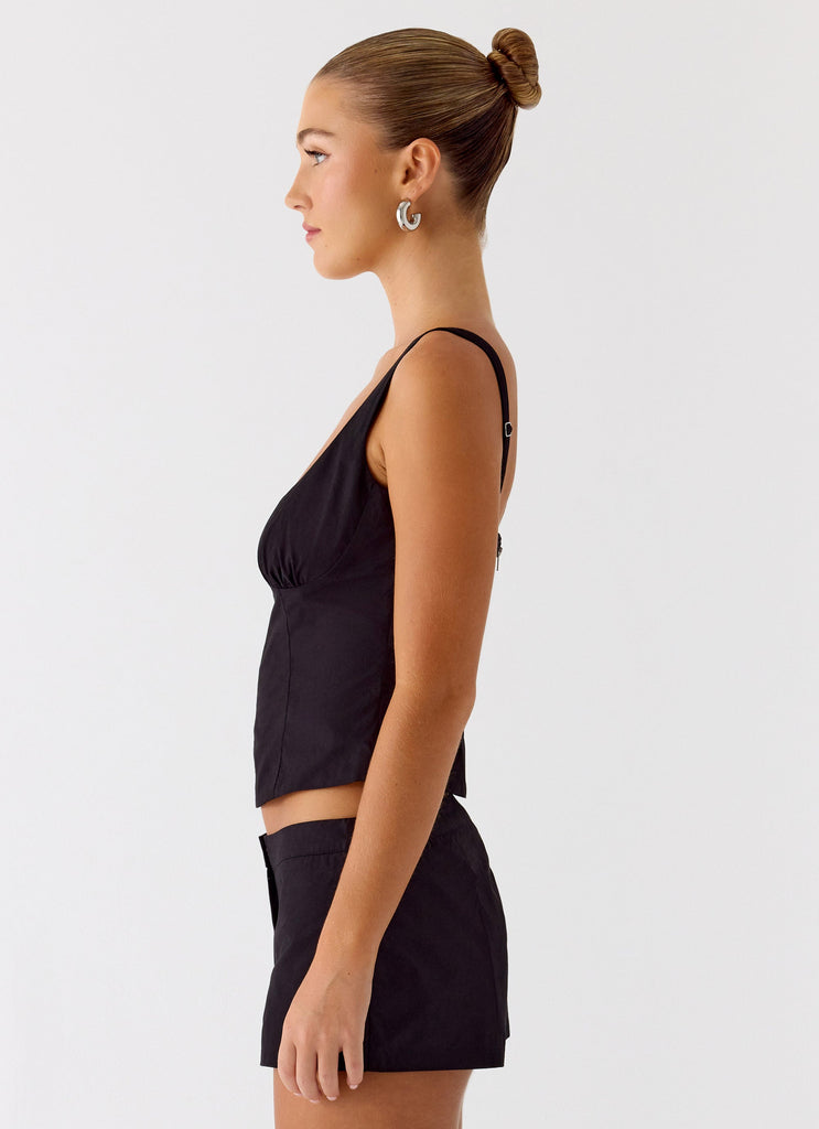 Coastline Cotton Bustier Top - Black
