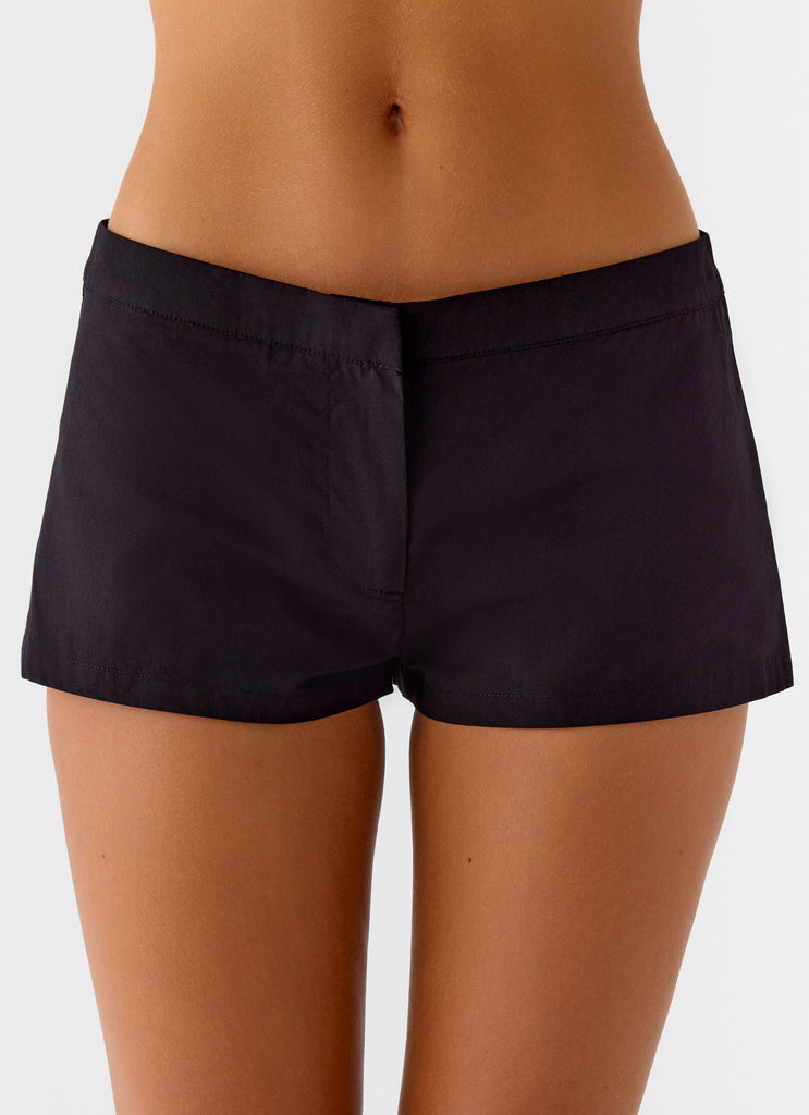 Coastline Cotton Mini Shorts - Black