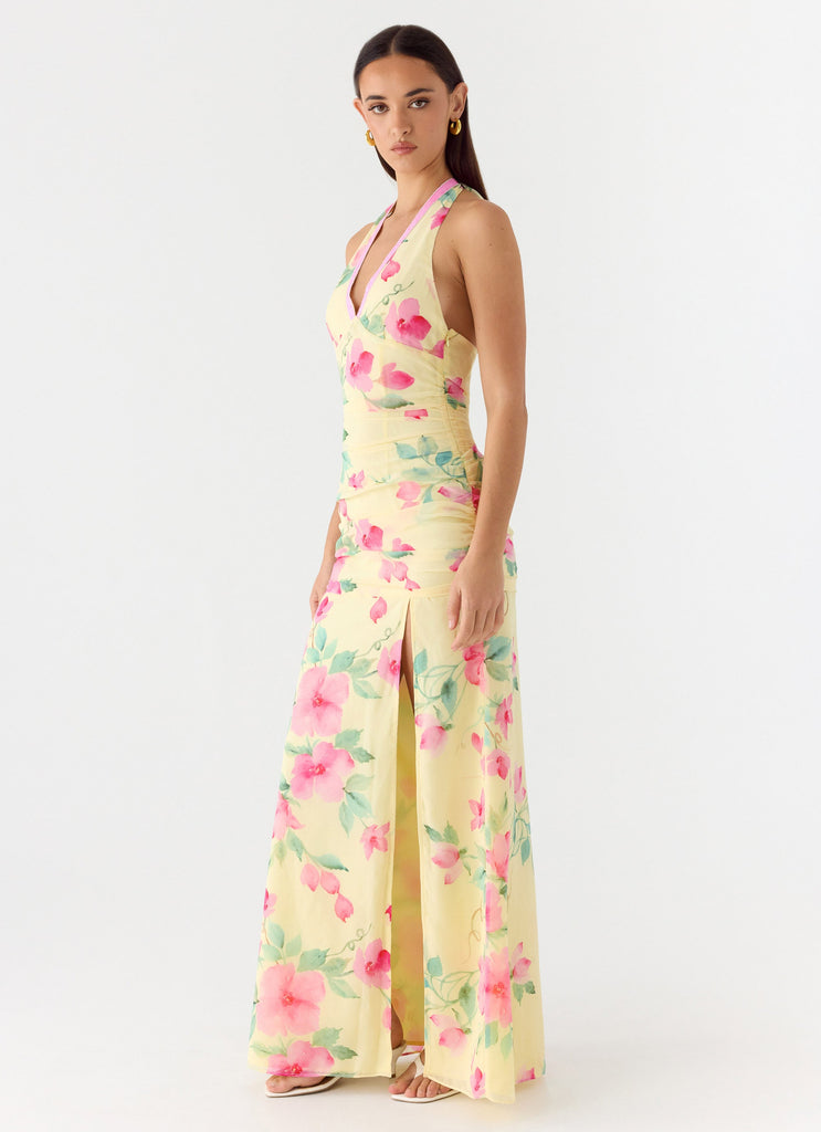 Colada Halter Maxi Dress - Lemon Soleil