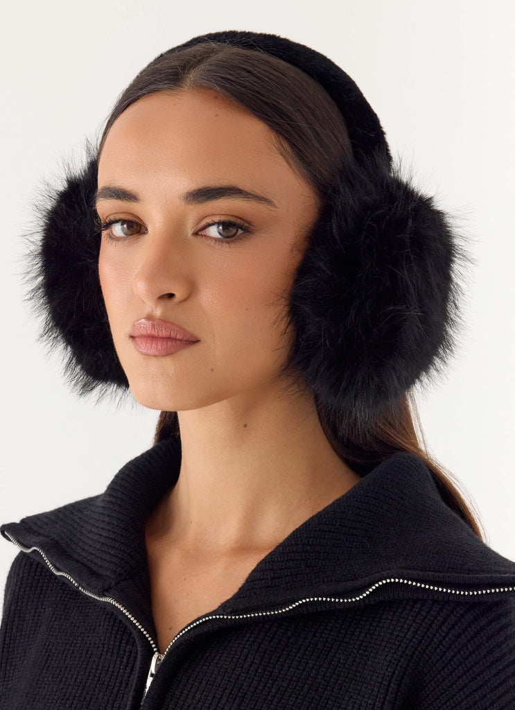 Collina Faux Fur Ear Muffs - Black
