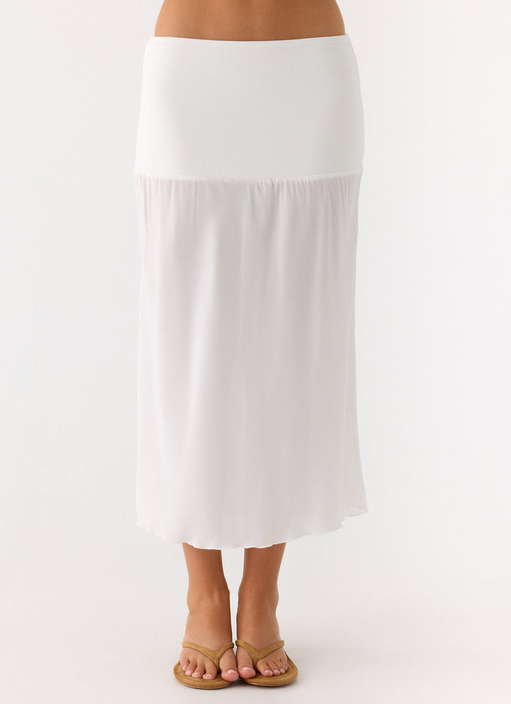 Connect My Heart Midi Skirt - White