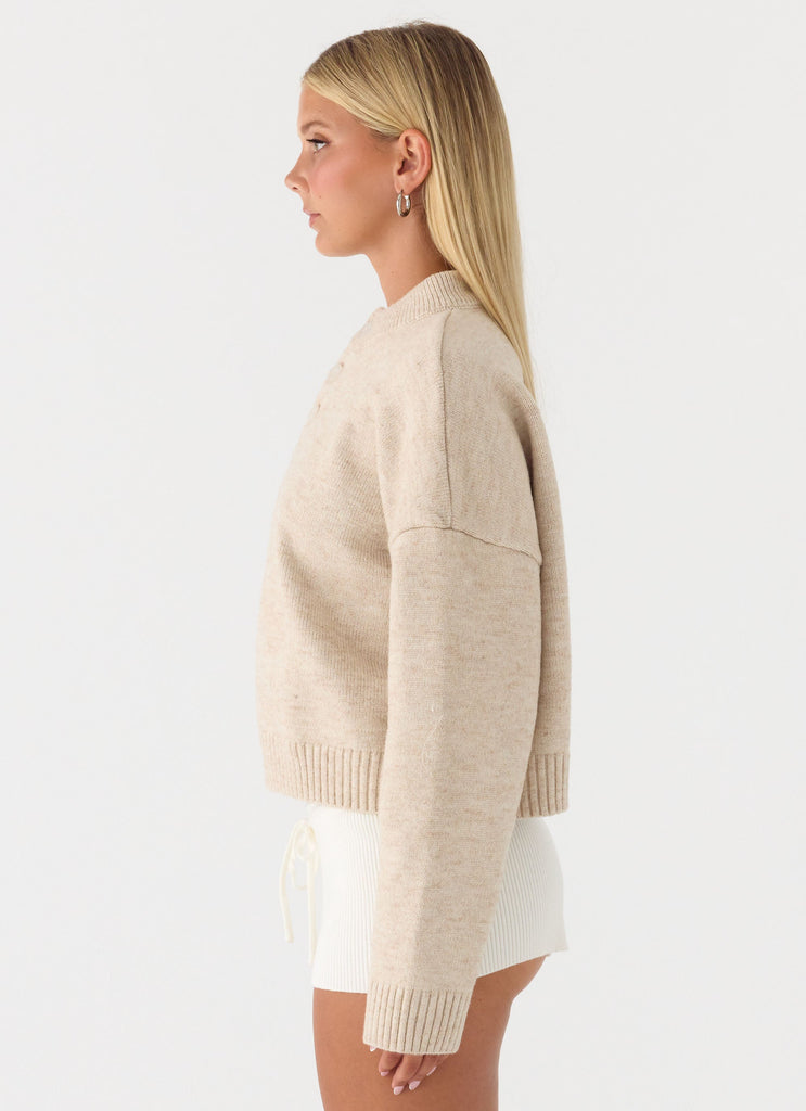 Cornelia Button Up Jumper - Oatmeal