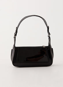 Womens Cuff It Shoulder Bag in the colour Black in front of a light grey background
