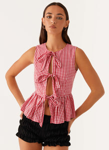 Cyrene Tie Top - Red Gingham