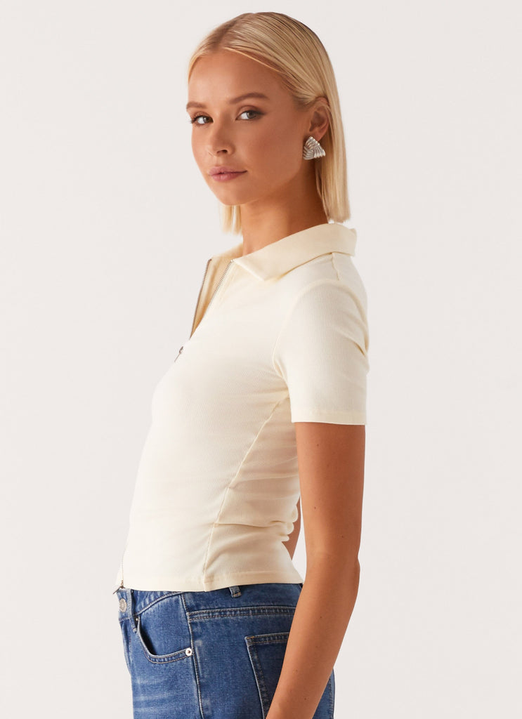 Damita Zip Front Top - Lemon