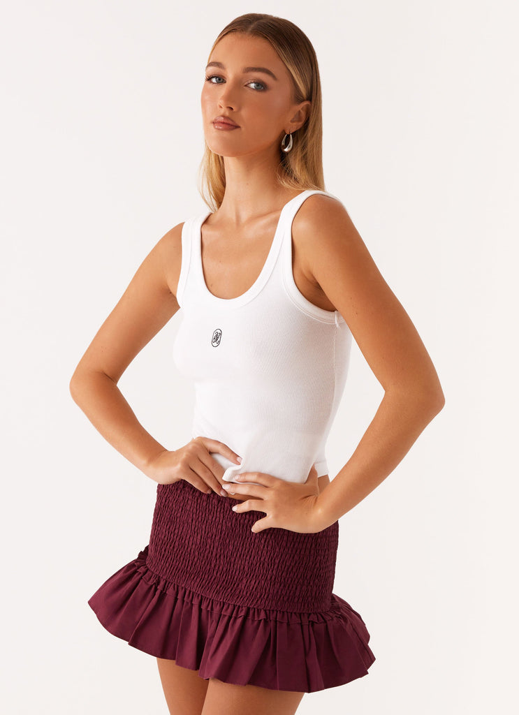 Darlee Shirred Mini Skirt - Mulberry