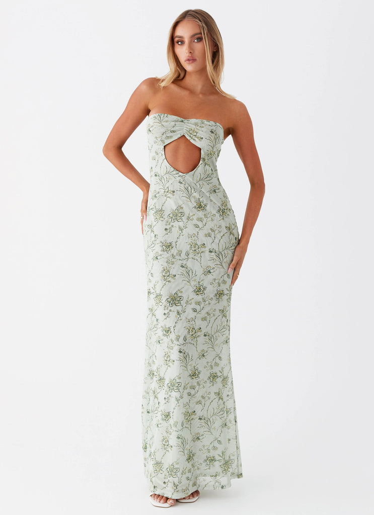 Womens Dearest Maxi Dress in the colour Sage Floral in front of a light grey background