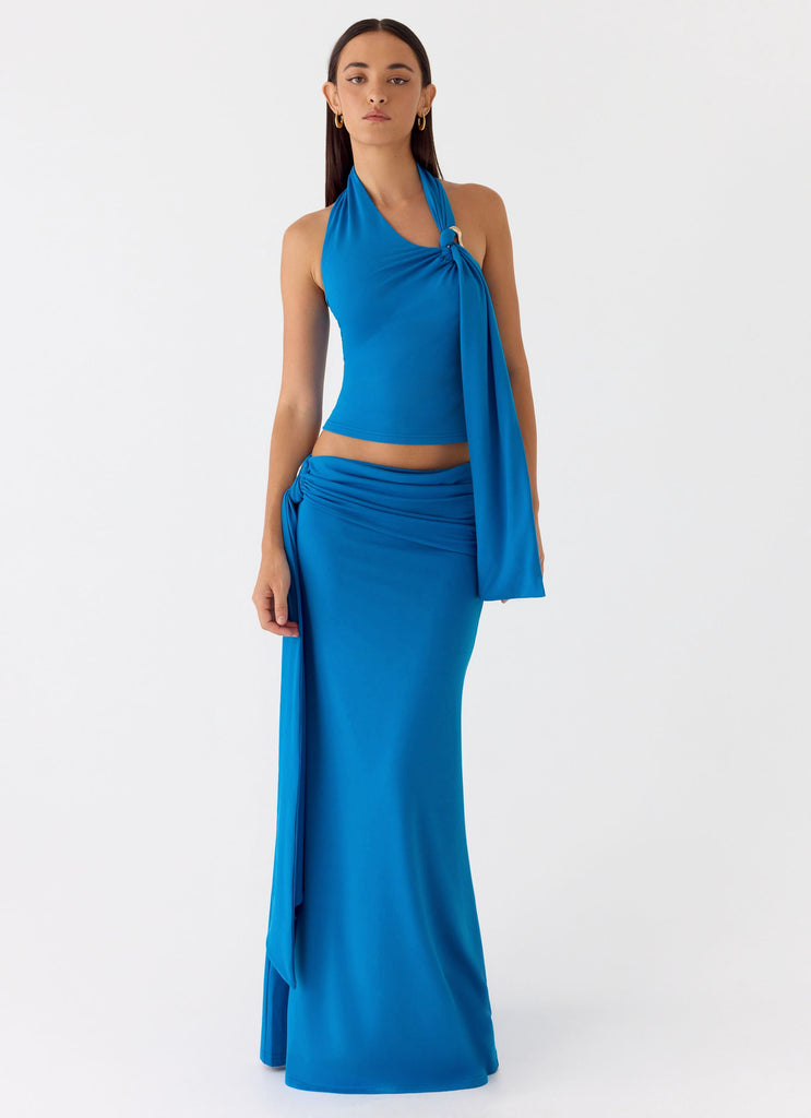 Blue Two Piece Skirt Sets