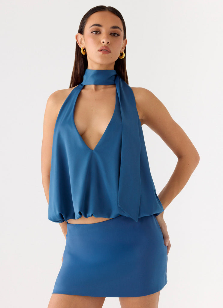 Do It Again Mini Skirt - Washed Navy