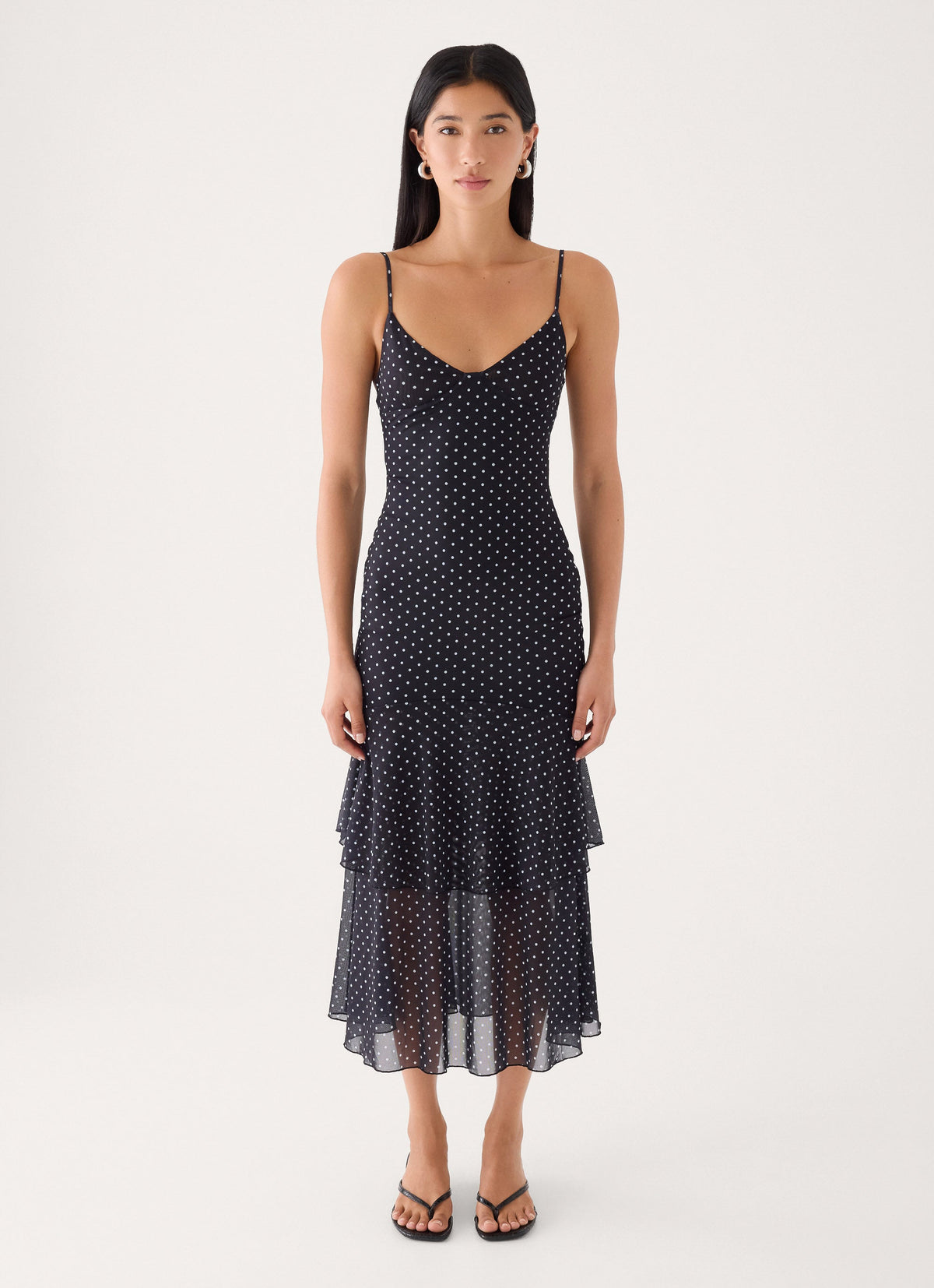 Dolores Midi Dress - Black Polka Dot