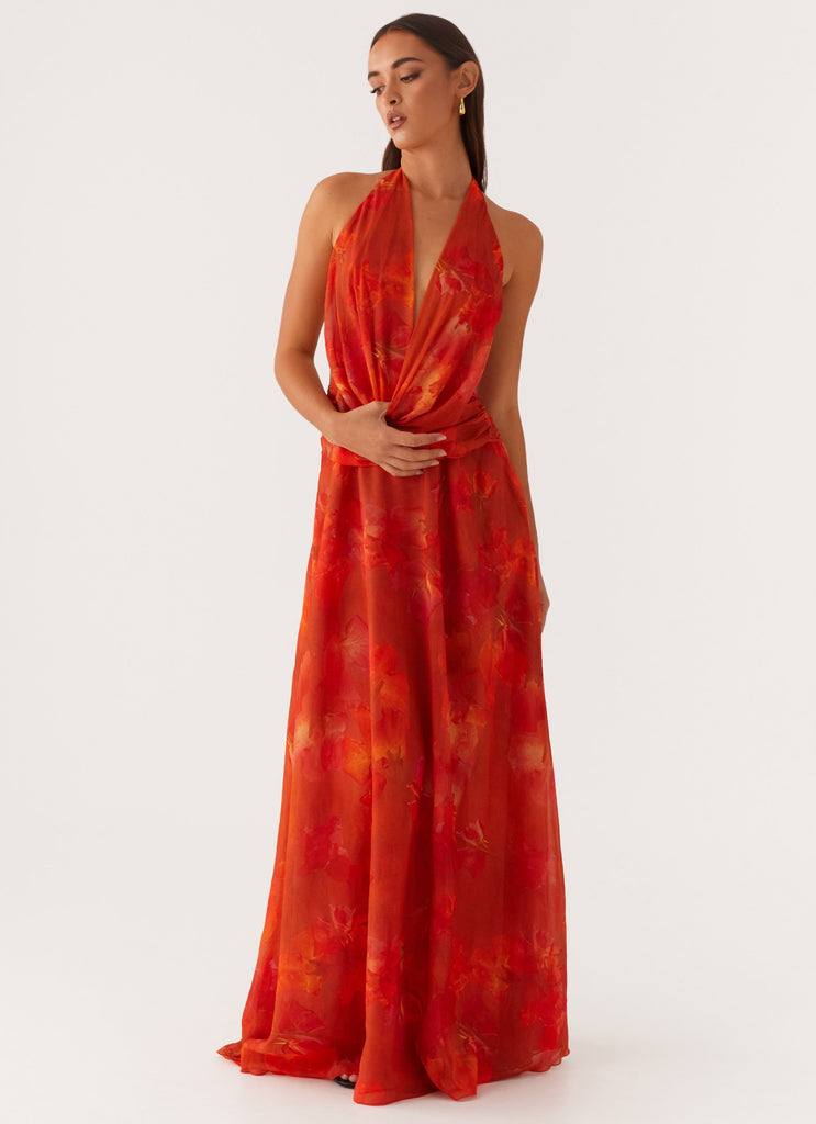 Elysia Chiffon Maxi Dress - Amber