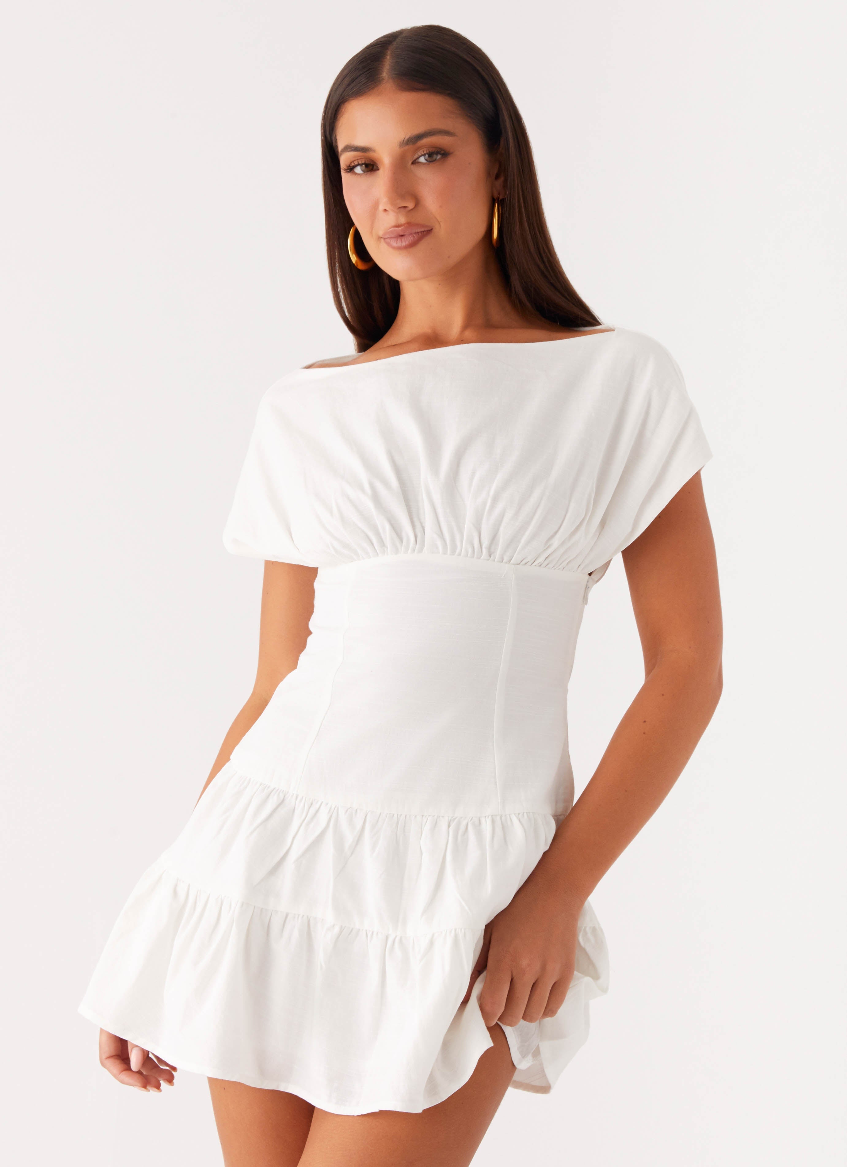 Ember Haze Boat Neck Mini Dress