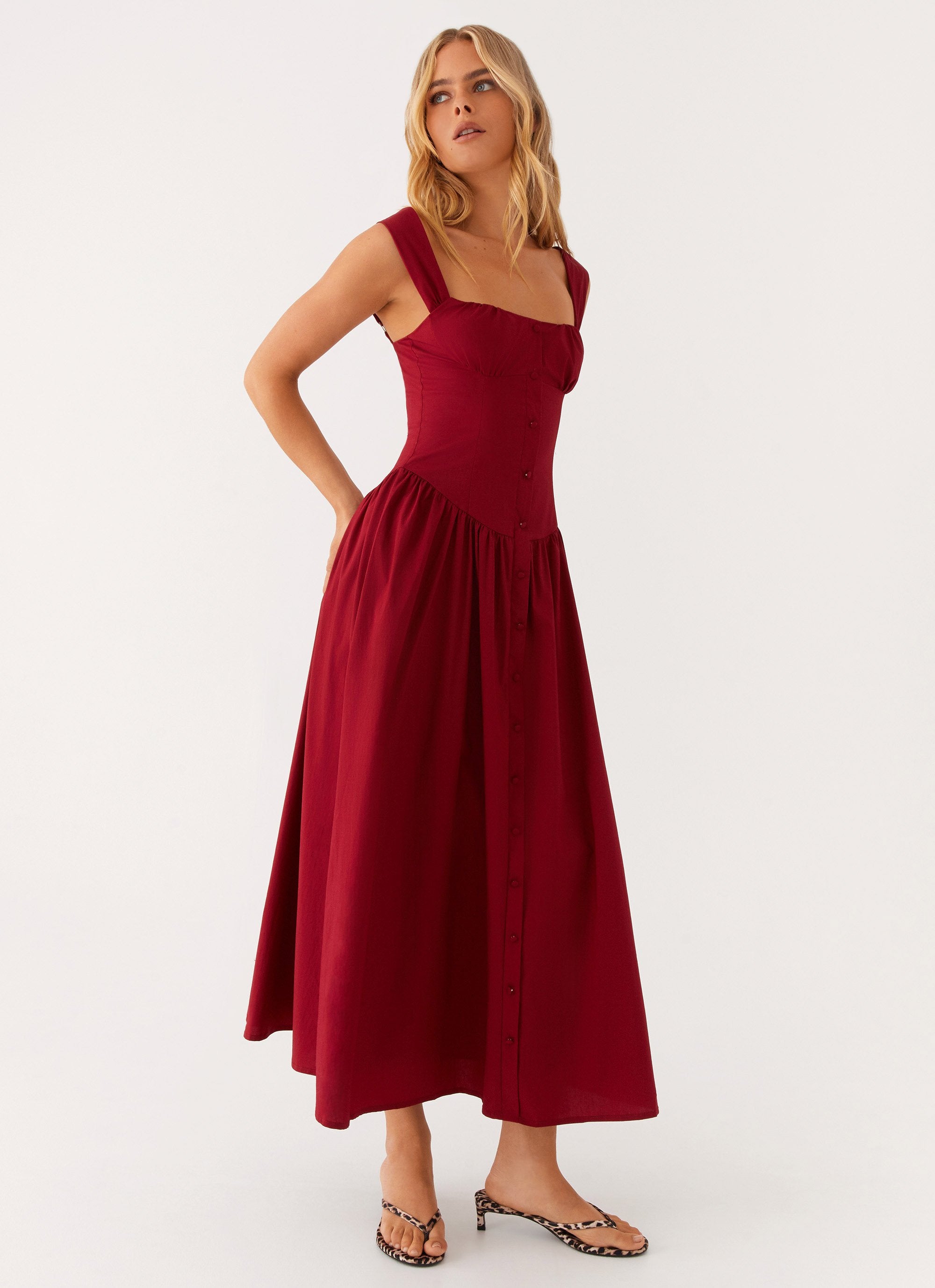Emmalina Midi Dress - Deep Red Peppermayo UK Emmalina Midi Dress - Deep Red Peppermayo UK