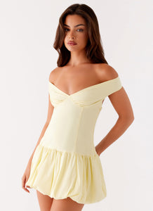 Endless Romance Off Shoulder Mini Dress - Yellow