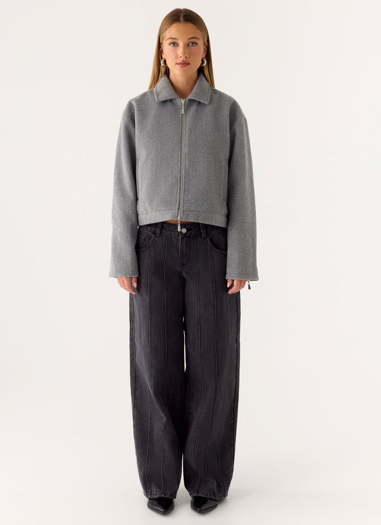 Enzo Faux Wool Jacket - Grey