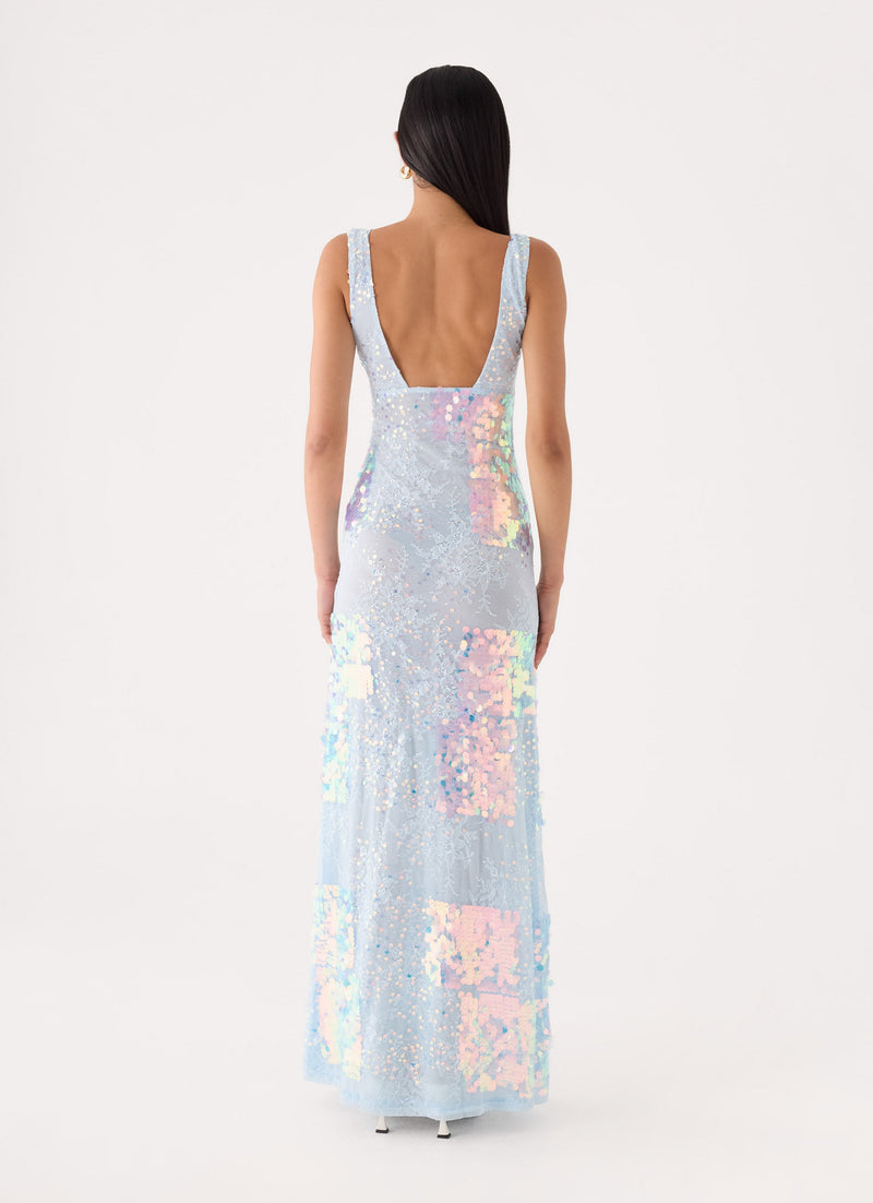 Erinah Sequin Maxi Dress - Blue
