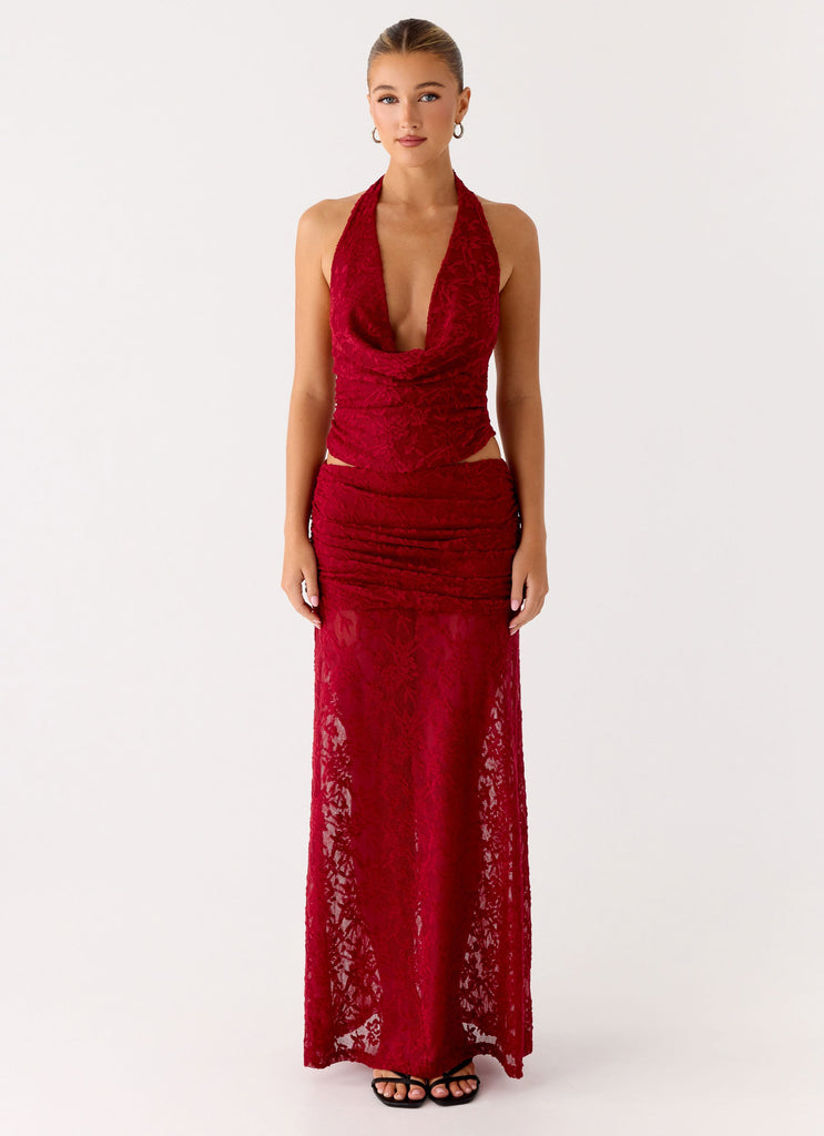 Farruko Jacquard Maxi Skirt - Dark Cherry