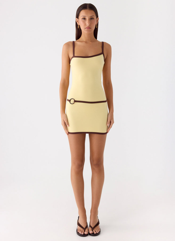 Felicia Asymmetrical Mini Dress - Yellow