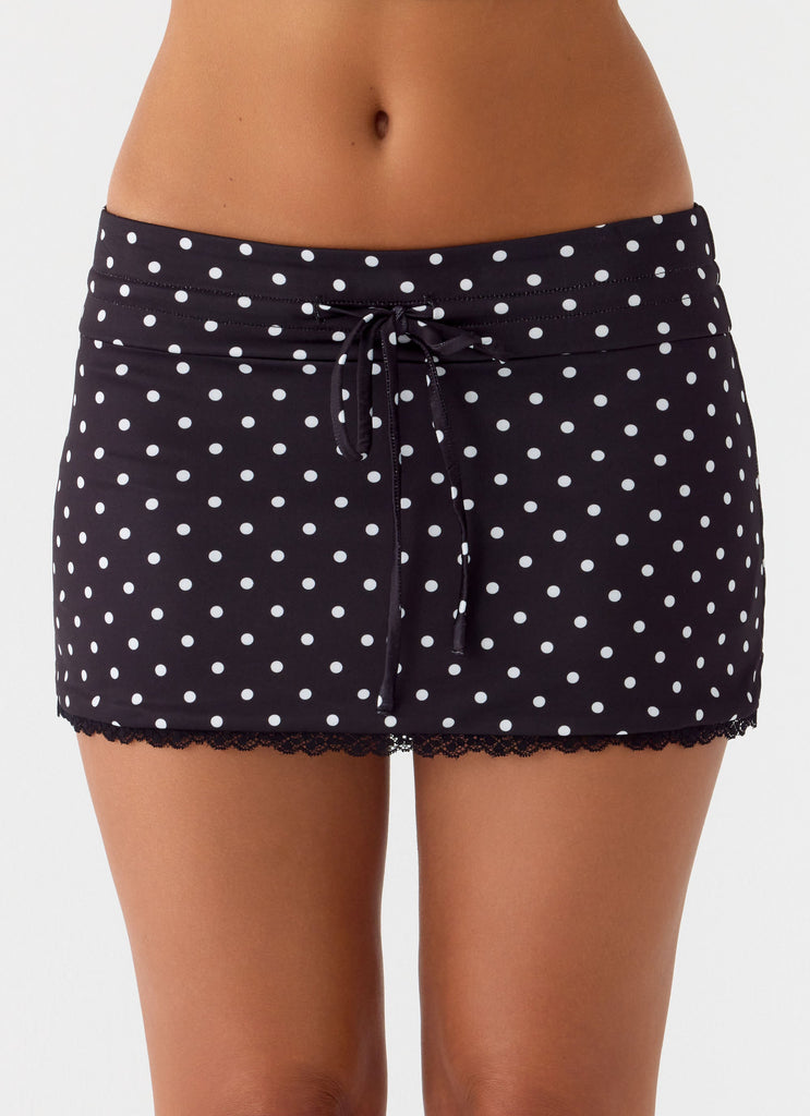 Get No Sleep Mini Skort - Black Polkadot