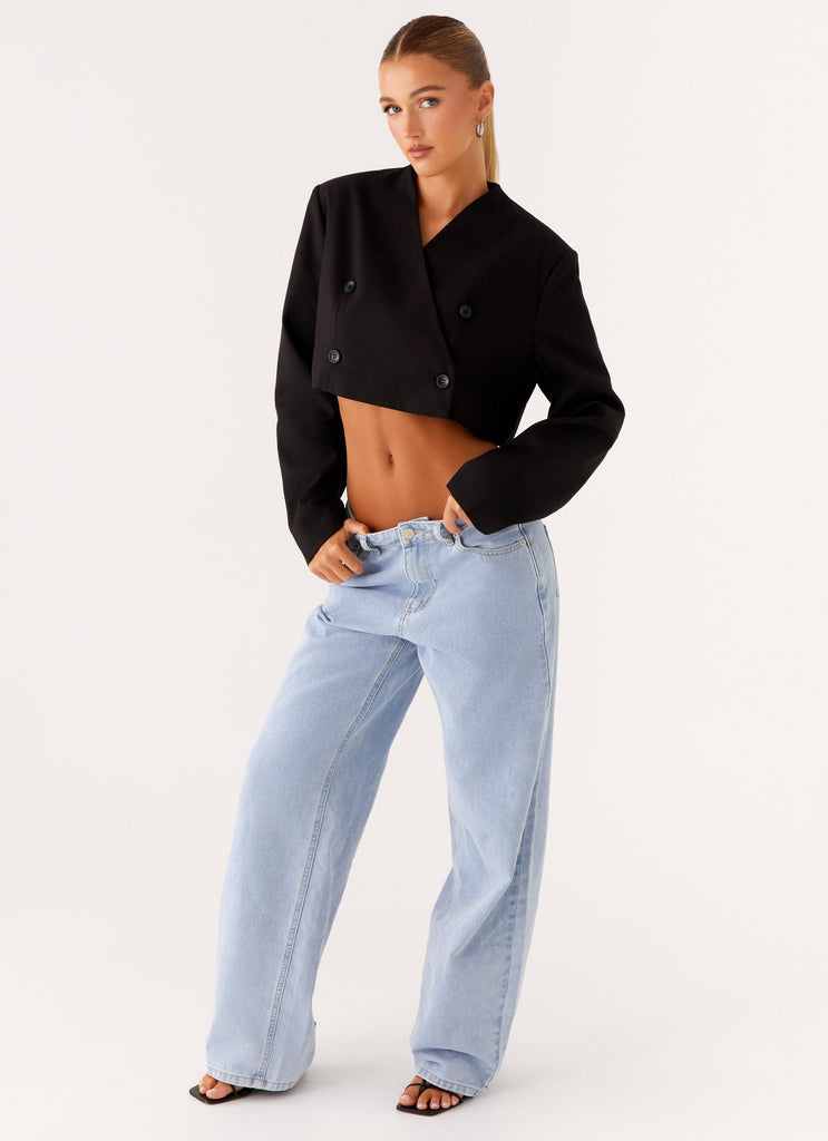 Giana Cropped Blazer - Black