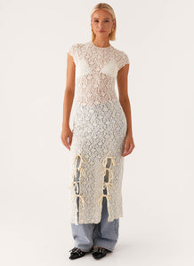 Gisele Lace Midi Dress - Ivory