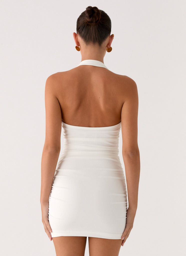Gloves Up Halter Mini Dress - White