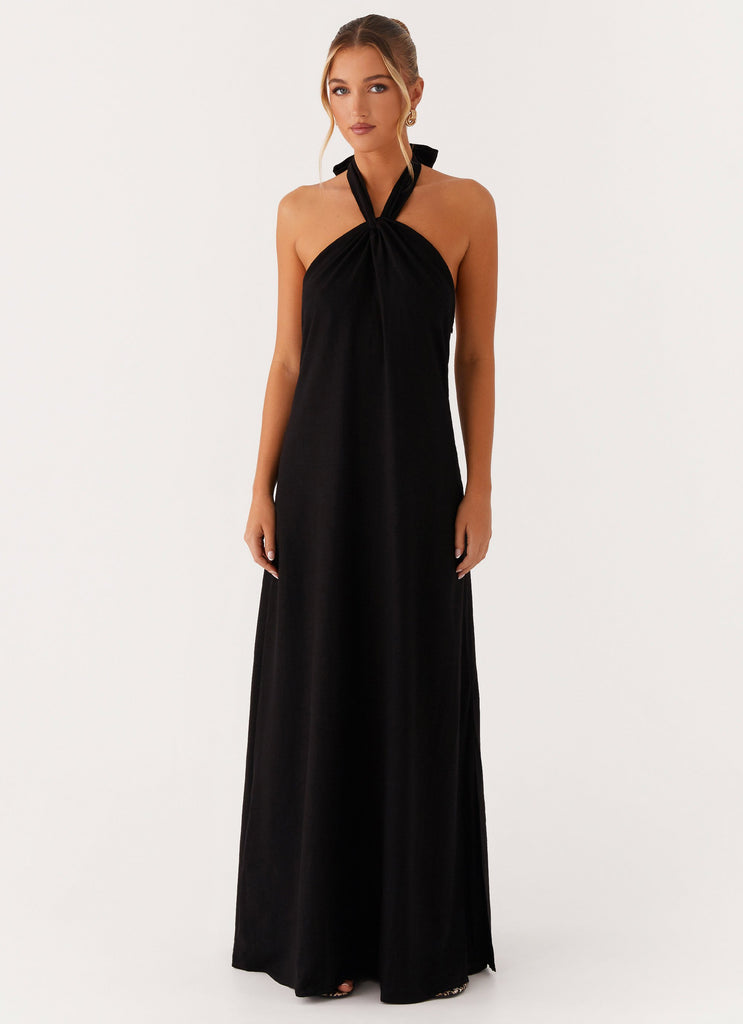 Golden Child Linen Maxi Dress - Black