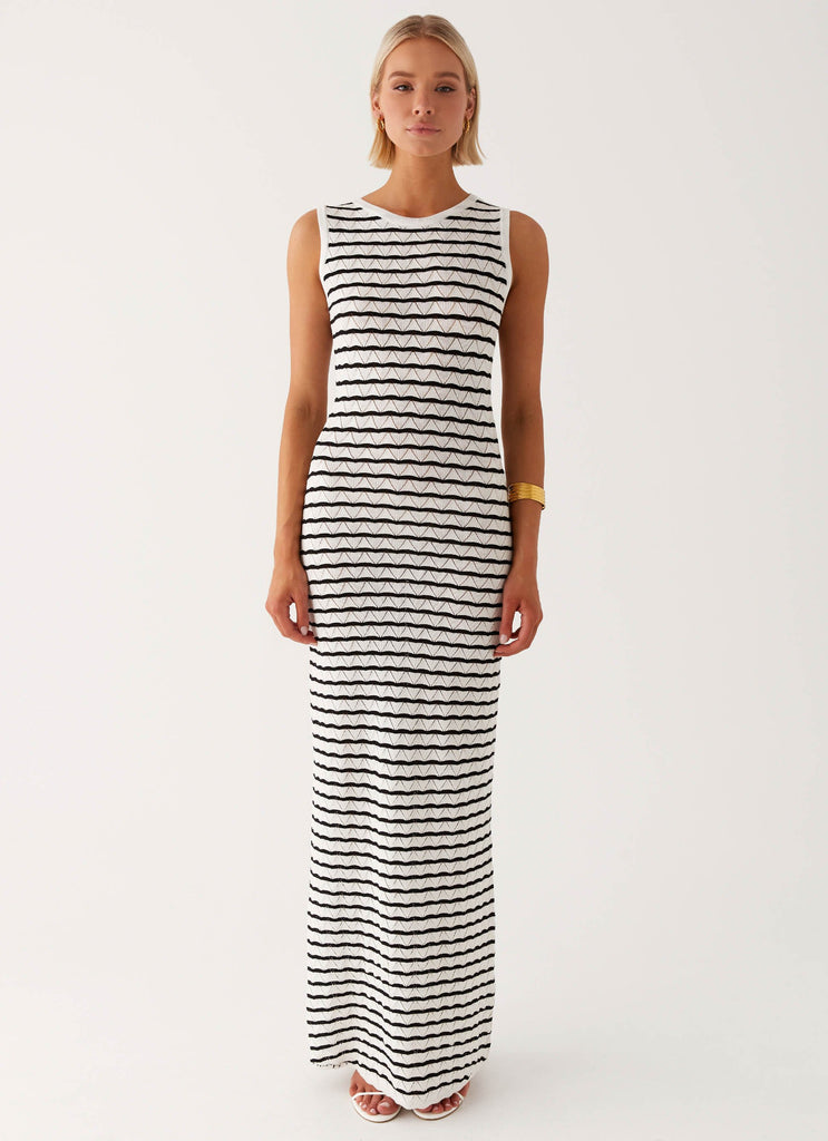 Womens Happy Desire Maxi Dress in the colour Multi Stripe in front of a light grey background