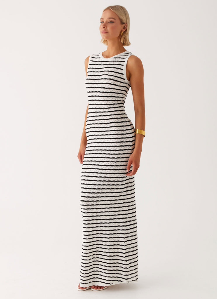 Womens Happy Desire Maxi Dress in the colour Multi Stripe in front of a light grey background